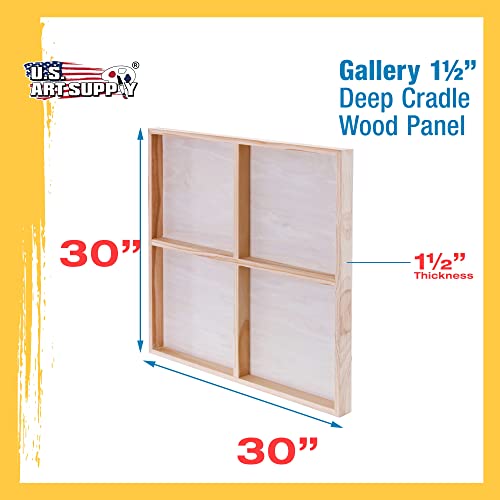 U.S. Art Supply 30" x 30" Birch Wood Paint Pouring Panel Boards, Gallery 1-1/2" Deep Cradle (Pack of 2) - Artist Depth Wooden Wall Canvases - U.S. Art Supply