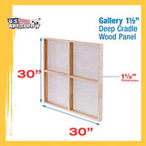 U.S. Art Supply 30" x 30" Birch Wood Paint Pouring Panel Boards, Gallery 1-1/2" Deep Cradle (Pack of 2) - Artist Depth Wooden Wall Canvases - U.S. Art Supply