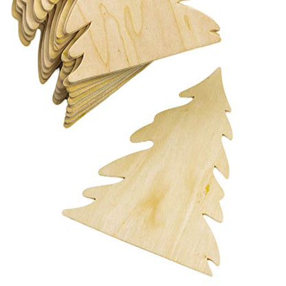 Unfinished Wood Pine Tree Cutouts Set of 12 by Factory Direct Craft - Made in The USA for Christmas Decorating, Crafts and DIY Projects (6-1/2 Inches