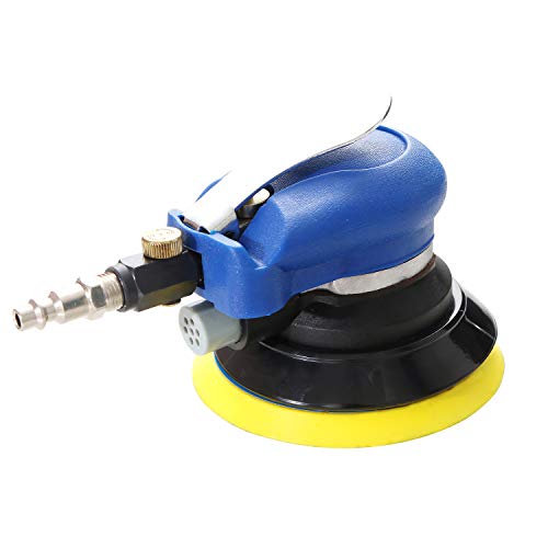 Professional Air Random Orbital Sander, Heavy Duty Dual Action Pneumatic Palm Sander (5 inch, Blue) HUAXIU