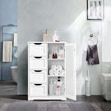 Yaheetech White Wooden Storage Cabinet with 4 Drawers and 1 Cupboard for Bathroom and Entryway Yaheetech