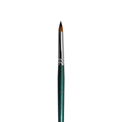 Kraze FX Face Paint Brush - Petal (3/16"), Professional Artist Fine Pointed Tip Painting Brush, Soft PBT Bristles, Short Wooden Handle, Nickel Plated