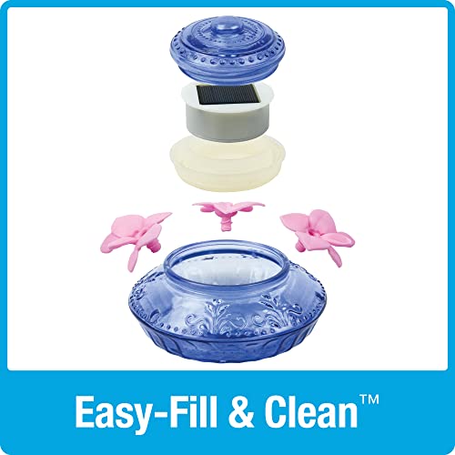 Nature's Way Bird Products ANTHF2-I Illuminated Antique Top-Fill Hummingbird Feeder, Light Blue/Pink Nature's Way