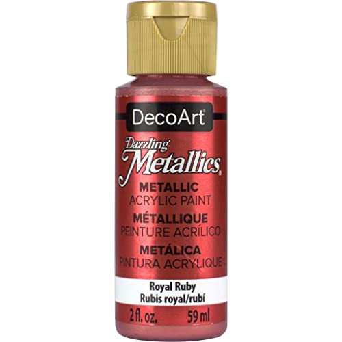 DecoArt Dazzling Metallics 2-Ounce Royal Ruby Acrylic Paint, Red - WoodArtSupply