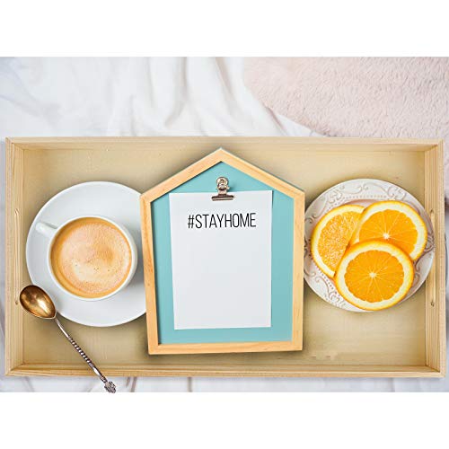 Aodaer 7 Pieces Wooden Nested Serving Trays Rectangular Shape Wood Trays Serving Trays with Handles for Kitchen Party Dinner Snacks Aodaer