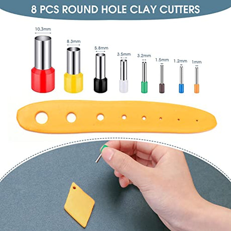 Snoghmil Polymer Clay Earrings Making Kit with 32pcs Polymer Clay Cutters, 24pcs Oven Bake Clay, 30 Set Earring Rings&Hooks, Modeling Clay Jewelry Snoghmil