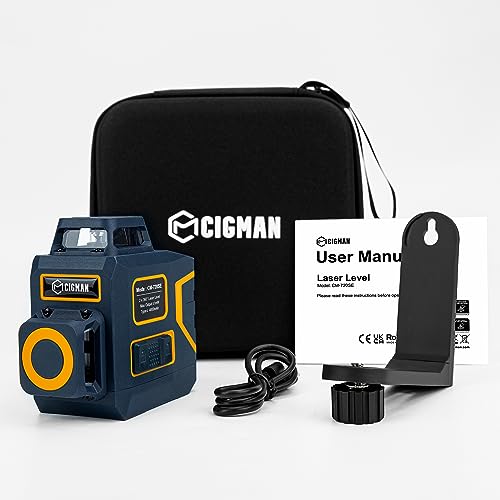 CIGMAN Laser Level CM-720SE Laser Level Self Leveling 2 x 360° Green Cross Line for Construction, Picture Hanging and Decoration with Rechargeable - WoodArtSupply