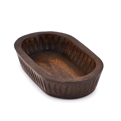 Samhita Mango Wood Decorative Bowls for Home Décor, Decorative Long Wooden Bowl for Table Centerpiece (10" x 6" x 2") - WoodArtSupply