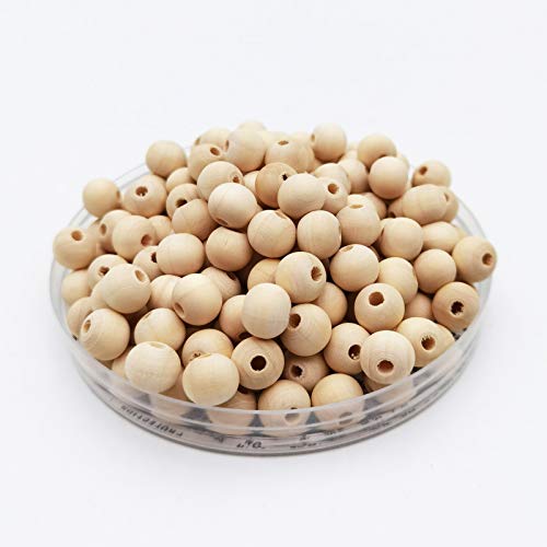 INSPIRELLE 900pcs 10mm Natural Wood Beads Unfinished Round Wooden Loose Beads Wood Spacer Beads with 10M Jute Twine for Craft Making Home Decoration INSPIRELLE