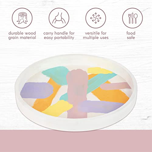 Wooden Round Trays for Serving - Five Piece Nested Breakfast Tray - Wood Crafts Trays for Organizing | Bathroom Tray - Food Trays for Party Buffet Hammont
