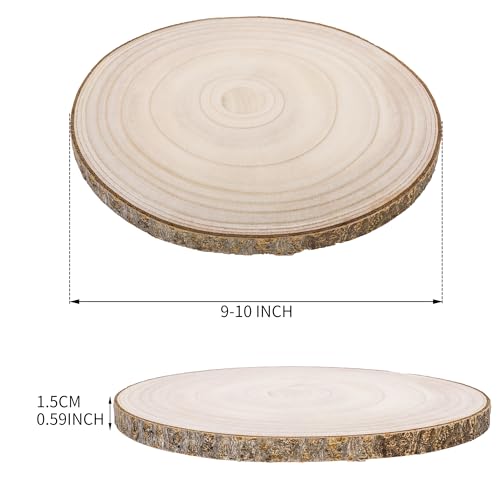 Natural Round Wood Slices 8 Pack 9-10 inches Unfinished Wood kit Circles DIY Crafts Wood Ornament Discs