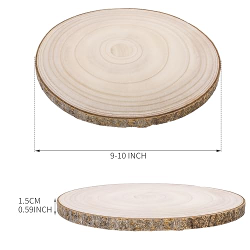 Natural Round Wood Slices 8 Pack 9-10 inches Unfinished Wood kit Circles DIY Crafts Wood Ornament Discs FORACKS