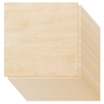 20 Pack Basswood Sheets 1/16-12 x 12 x 1/16 Inch - Unfinished Wood Boards for Crafts, Plywood Sheets with Smooth Surfaces - Crafts Wood Perfect for