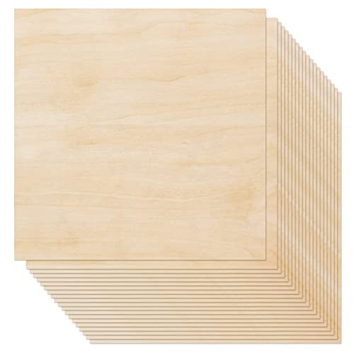 20 Pack Basswood Sheets 1/16-12 x 12 x 1/16 Inch - Unfinished Wood Boards for Crafts, Plywood Sheets with Smooth Surfaces - Crafts Wood Perfect for - WoodArtSupply