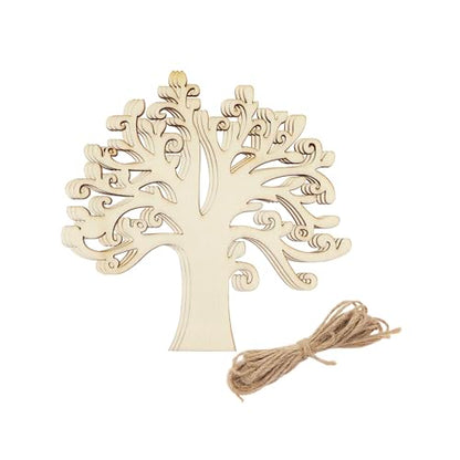 20 Pack 4 Inch Wood Family Tree Cutouts Unfinished Wooden Family Tree Embellishments Hanging Ornaments DIY Family Tree Craft Gift Tags for Home Party