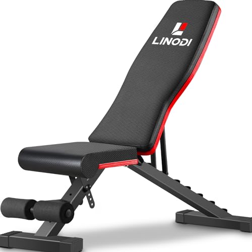 LINODI Weight Bench, Adjustable Strength Training Benches for Full Body Workout, Multi-Purpose Foldable Incline Decline Home Gym Bench - WoodArtSupply