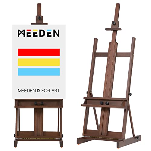 MEEDEN Art Painting Easel, Beech Wood Studio Easel 53" to 91" H, Holds Canvas Up to 78", Large Professional H-Frame Easel Stand with Storage Tray, MEEDEN