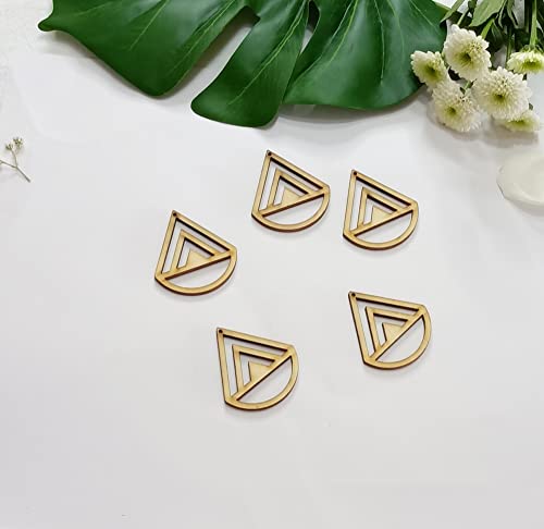 Set of 30 Chevron Earring Hoops Wood Blank,Rounded Chevron Triangle Earring Findings,Wood Findings for Earring Making Macrame (1.5'') MEYA
