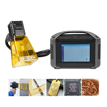 Portable Handheld Laser Marking Machine 30W Fiber Laser Engraving Machine 70 * 70mm Marking Area for Gold Silver Copper Steel Paper Plastic Glass