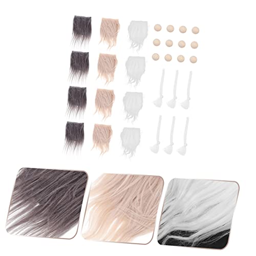 COHEALI 1 Set Braid Suit Hand Made Gnome Beards Craft Fur Gnomes Beard Mini Unfinished Wooden Balls Faux Dwarf Beard Faux Fur Fabric Craft DIY Gnome COHEALI