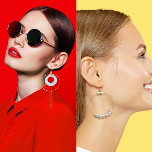 DRWATE Earring Making Kit with 940 PCS Beading Hoop Earring Finding Component Accessories Hooks Jump Rings Loop Earring Backs Beads and Charms for DRWATE