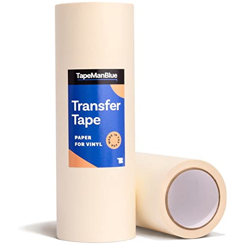 12" x 100' Roll of Paper Transfer Tape for Vinyl, Made in America, Premium-Grade Transfer Paper for Vinyl with Layflat Adhesive for Cricut Vinyl TapeManBlue