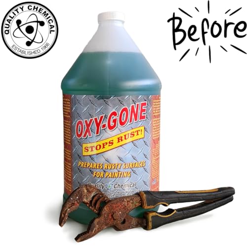 Quality Chemical Oxy-Gone Rust Remover and Metal Treatment / Rust Repair / Prepares surfaces for painting / 1 gallon (128 oz.)