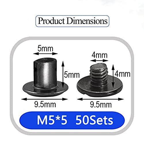 Alloygold 50 Sets M5*5 Gun Black Chicago Screw Kit Leather Rivets Screw Rivets Chicago Screw Buttons DIY Leather Trim - WoodArtSupply