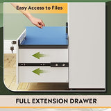 DEVAISE File Cabinet with Charging Station, 1 Drawer Rolling File Cabinet, Locking Filing Cabinet for Home Office, Printer Stand with Storage, White DEVAISE