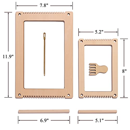 Sparkle Race Weaving Looms Set of 2, 11.9" x 7.8" & 8" x 5.2" Mini Loom with Weaving Needle Wooden DIY Weaving Loom for Kids, Small Weaving Loom Kit - WoodArtSupply