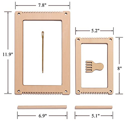 Sparkle Race Weaving Looms Set of 2, 11.9" x 7.8" & 8" x 5.2" Mini Loom with Weaving Needle Wooden DIY Weaving Loom for Kids, Small Weaving Loom Kit - WoodArtSupply