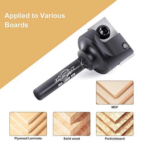 CNC Spoilboard Surfacing Router Bit, 1/4" Shank 1" Cutting Diameter, Carbide Insert Slab Flattening Router Bits Planing Bit Wood Planer Bit BINSTAK