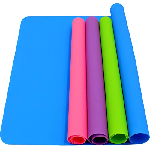 HiGift 4 Pack Silicone Mats for Crafts, Silicone Sheet for Crafts Resin Jewelry Casting Mat Pad, Waterproof Nonstick Heat-Resistant, Blue, Pink, HiGift