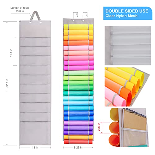 HOME SHARON Vinyl Roll Holder, 24 Compartments Roll Storage and 10  Scrapbook Paper Pockets, Vinyl Storage Organizer with Door Hooks, Craft  Organizer