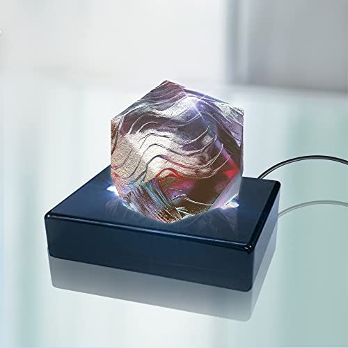 ASENTE 6 LED Light Stand Base - Rectangle Display Pedestal for 3D Crystal Glass Art - AC/USB Operated - Lighted Mirror Box for Centerpieces (Cherry ASENTE