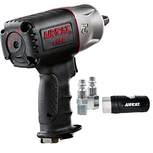 AIRCAT Pneumatic Tools 1150 1/2-Inch Drive Killer Torque Composite Impact Wrench 1295 ft-lbs, with coupler set AIRCAT