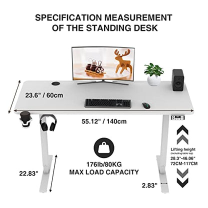 LCVXYERQ 55x24inch Adjustable Desk Electric Standing Desk Sit Stand up Desk Height Adjustable Home Office Workstation Memory Preset with Splice Table - WoodArtSupply