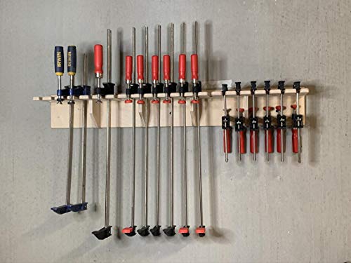 Factory Crafts Bar Clamp Tool Holder Organization Storage Rack Wood Shelf Organizer 20-Slot Birch Plywood Factory Crafts