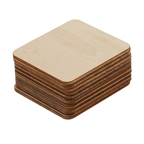 LIOOBO 50pcs Wooden Slice Blank Cutout Square House Ornaments Square Blank Wooden Flat Ornaments Wooden Squares Cutout Tiles Natural Wood Decor - WoodArtSupply