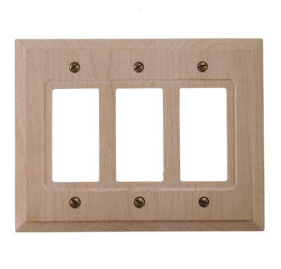 AMERELLE 180RRR Baker Triple Rocker Unfinished Wood Wallplate