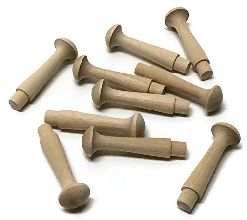 2 7/16'' Wood Shaker Pegs - Set of 10 - Unfinished Wood - 3/8'' Tenon - Wooden Shaker Peg - DIY Shaker Peg Rack - WoodArtSupply