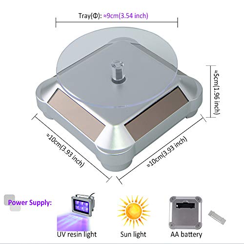 Solar Turntable 360° Rotating Stand, Double Used Rotating Display for UV Resin Curing Light LCD/SLA/DLP 3D Printer Solar Power Jewelry Spinner Watch Creality