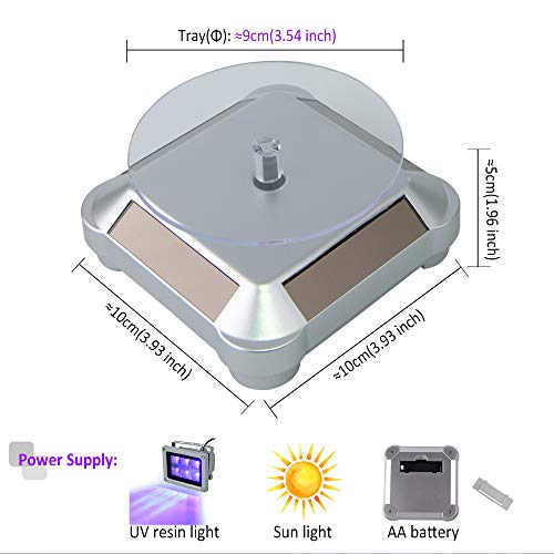 Solar Turntable 360° Rotating Stand, Double Used Rotating Display for UV Resin Curing Light LCD/SLA/DLP 3D Printer Solar Power Jewelry Spinner Watch