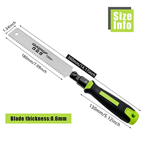 QYQRQF Japanese Hand Saw, 7 Inch Flush Cut Saw Double Edge Sided Pull Saw for Woodworking (Green) QYQRQF
