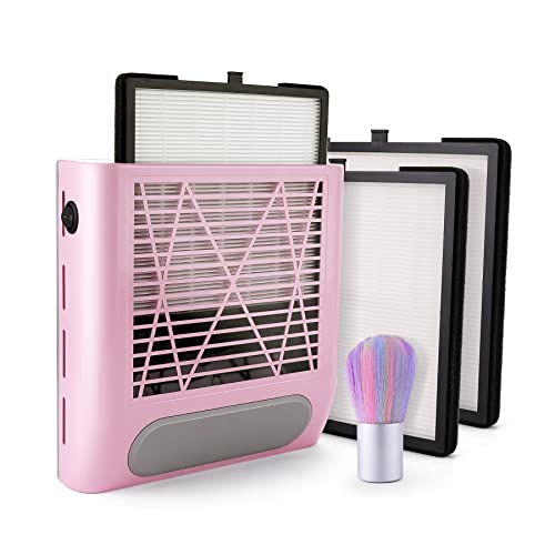 ZUZUXIA Powerful 80W Nail Dust Collector for Nails Vacuum Fan Vent Duster Collecter with 2 Reusable Filters & Brush - WoodArtSupply