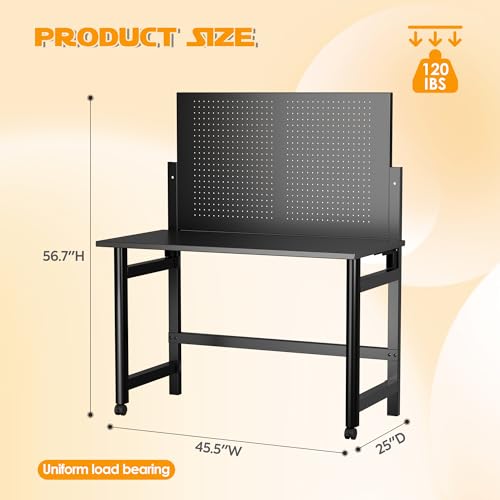 NICOMOW Heavy-Duty Wall-Mounted Workbench,Work Bench Table for Foldable,Work Benches for Garage,Utility Room,Warehouse;Folding Workbench of MDF NICOMOW