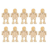 Natudeco 10PCS Toy People Set Unfinished Wood Toys Wooden Craft People Figures Unfinished Wooden Figures Kit Joint Adjustables Robot Paintable Natudeco