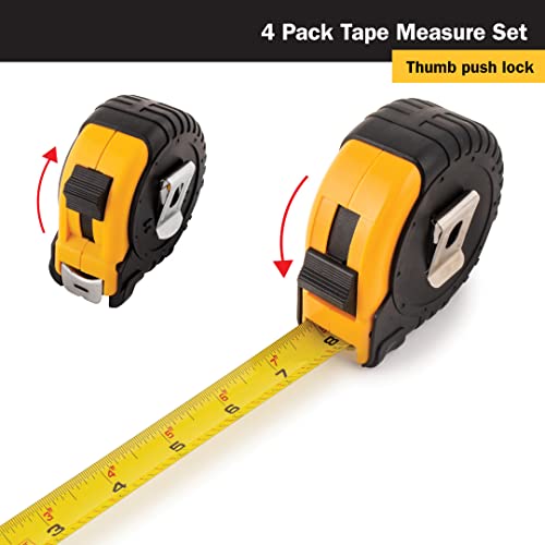 Titan 10902 4-Piece Tape Measure Set (12', 16', 25' and 33') - WoodArtSupply