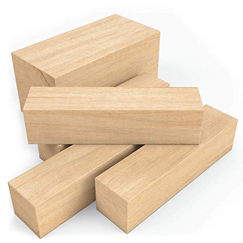 Arteza Basswood Carving Blocks, Set of 5 Pieces, One 4 x 2 x 2 Inches and Four 4 x 1 x 1 Inches Blocks, Art Supplies for Carving, Crafting, Whittling
