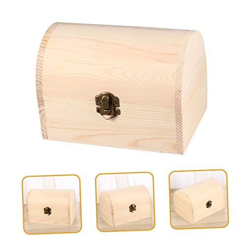 VILLCASE 3Pcs arched wooden box small wood crate jewelry organizer sundries organizer unfinished wooden case treasure case wood decor mini decor VILLCASE